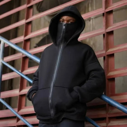 Unisex Balaclava Y2K Gothic Double Hooded Sweatshirt – Autumn/Winter
