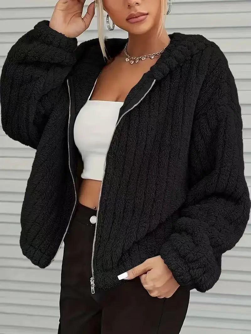 VigoCasey 2025 Women’s Autumn/Winter Zipper Jacket – Plush & Warm