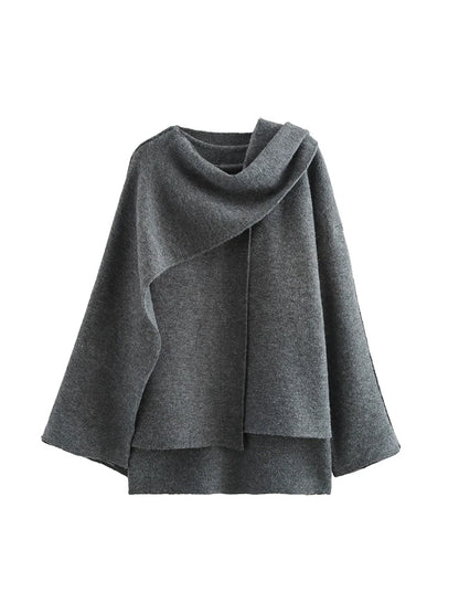 Knit Scarf Collar Short Coat – Women's Winter Fashion