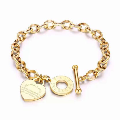 Titanium Steel Heart Bracelet – Gold for Women