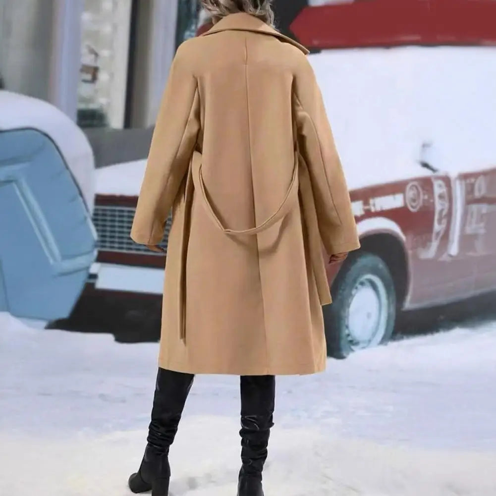 Elegant Women's Wool Trench Coat with Belt – Fall & Winter Fashion