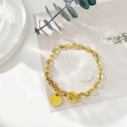 Titanium Steel Heart Bracelet – Gold for Women