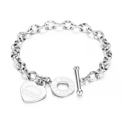Titanium Steel Heart Bracelet – Gold for Women