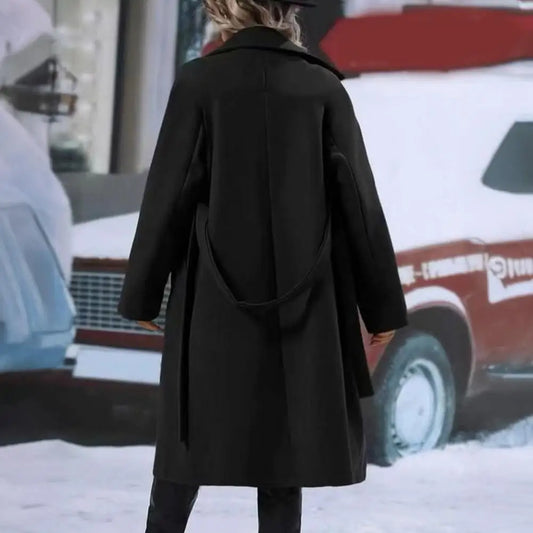 Elegant Women's Wool Trench Coat with Belt – Fall & Winter Fashion