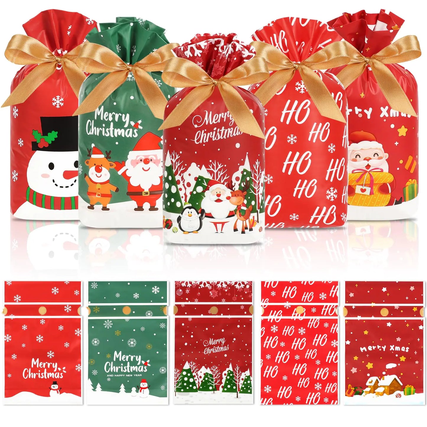 ALBNO Christmas Treat Bags – 50pcs Drawstring